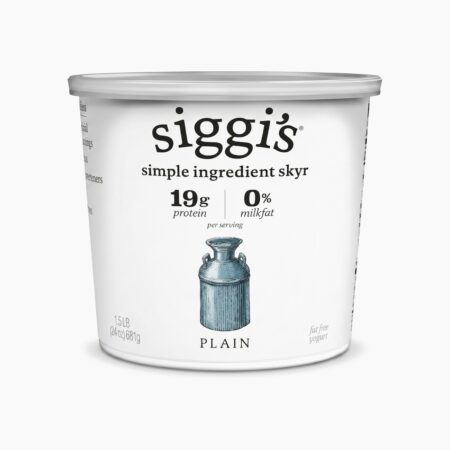 Siggi's Icelandic-style Plain Skyr 24 oz tub with red lid on white background