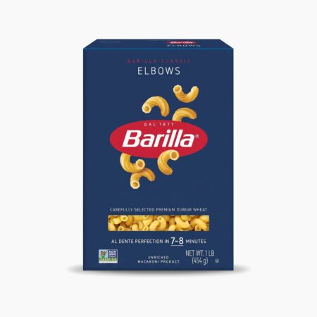Barilla Classic Elbows pasta box 1 lb on white background