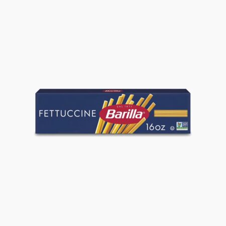 Barilla Fettuccine pasta box 1 lb on white background