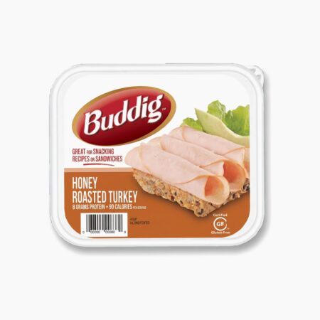 Buddig Honey Roasted Turkey 9 oz deli meat package on white background
