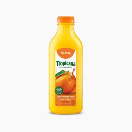 Tropicana Pure Premium No Pulp Orange Juice 46 fl oz bottle on white background