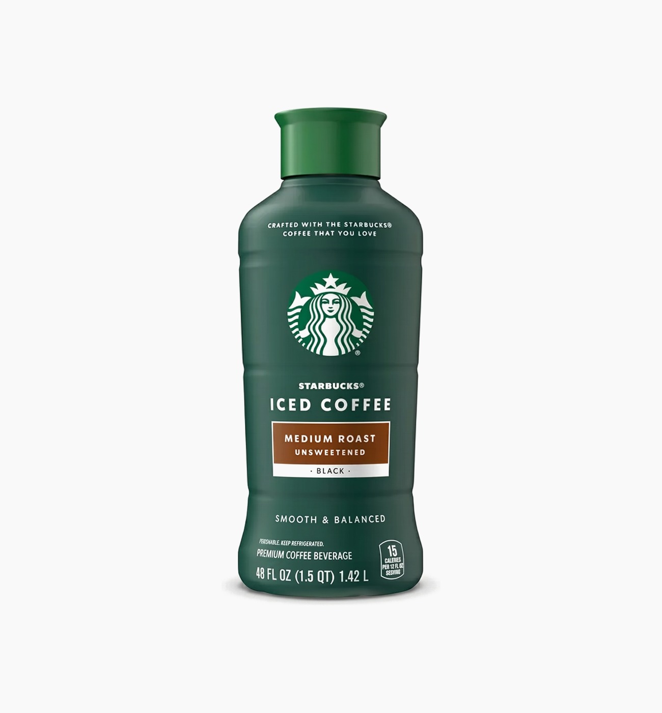 Starbucks Iced Coffee Medium Roast Unsweetened Starbucks Iced Coffee Medium Roast Unsweetened 48 fl oz bottle on white background